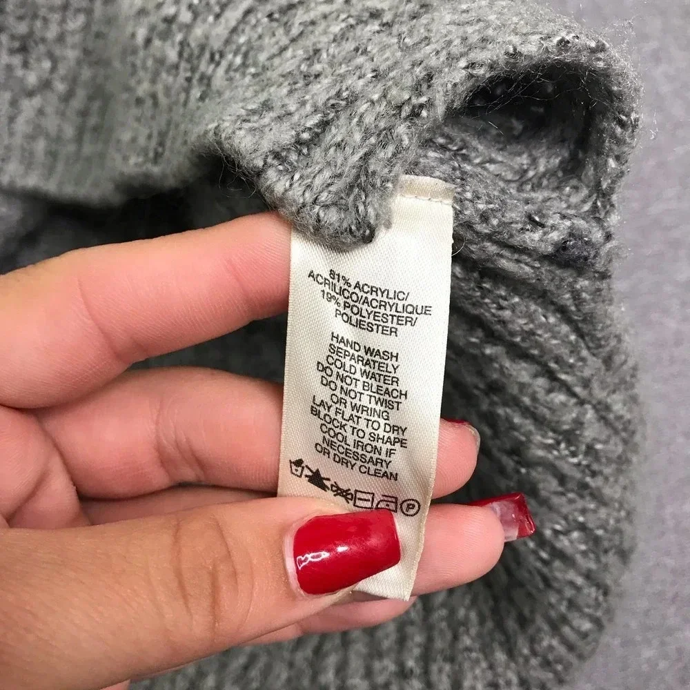 DKNY Jeans Gray Knit Oversized Sweater